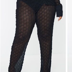 Mesh straight leg pant -black Plus size -16